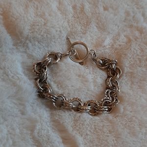 Silver tone link bracelet